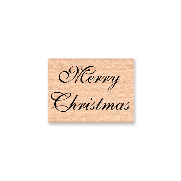 MERRY CHRISTMAS Rubber Stamp~Pretty Script Flouish~Holiday DIY Card Making and Decor Crafting~Wood Mounted Stamp (28-24)