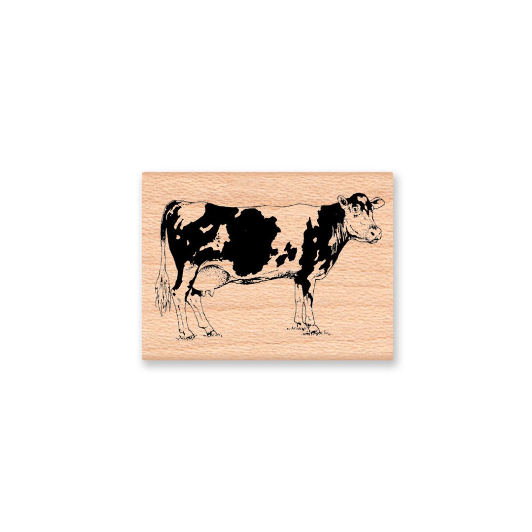 COW RUBBER Stamp~farm Animal~milk Cow~black and White Cow~country