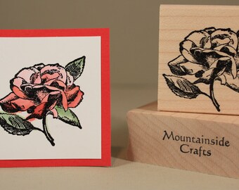 SINGLE ROSE  - wood mounted rubber stamp (MTRS-19-05)