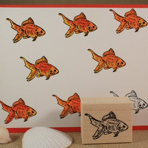 GOLDFISH Rubber Stamp~Fantail Goldfish Stamp~Pet Goldfish Stamp~Tropical Fish~Ocean and Sea Life~Wood Mounted Rubber Stamp (24-10)
