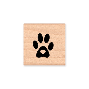 IMPRESSION DE PATTE COEUR ~ patte de chat ou de chien ~ Tampon pour animal de compagnie ~ Tampon en caoutchouc pour montage sur bois par artisanat à flanc de montagne (19-20)