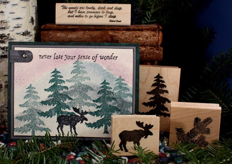 and miles to go before I sleep ROBERT FROST QUOTE~Rubber Stamp~The woods are lovely 13-14 dark and deep but I have promises to keep