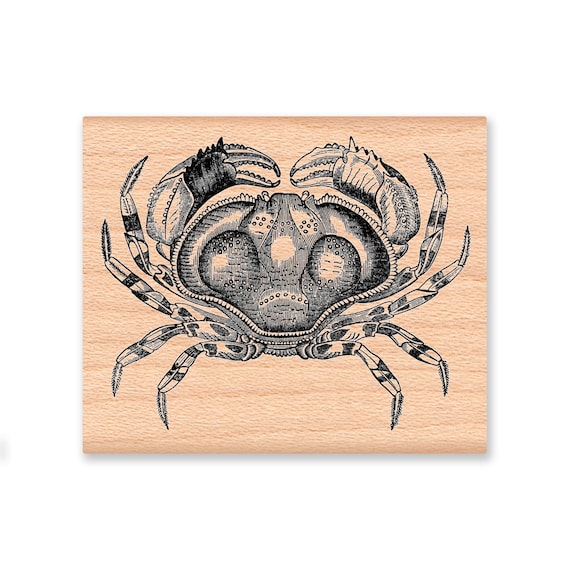 LARGE CRAB Rubber Stamp~Ocean Life~Sea Life~Nautical Decor~Theme Party~ wood mounted rubber stamp by Mountainside Crafts  (45-09)