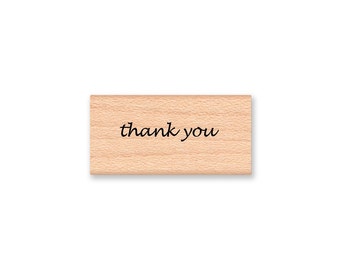 thank you Rubber Stamp~Small Thank You Stamp for Tags, Card Making,Crafting~Wood Mounted Rubber Stamp by Mountainside Crafts (07-31)