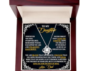 To My Daughter Necklace Gift From Dad, Daughter Gift, Inspirational Strength Gift, Daughter Necklace, Love Knot, Birthday Gift