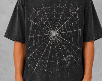 Spider  Shirt, Comfort Colors Pepper Tee, Gothic Web Graphic T-Shirt, Y2K Emo Dark Streetwear, Halloween Grunge Tee