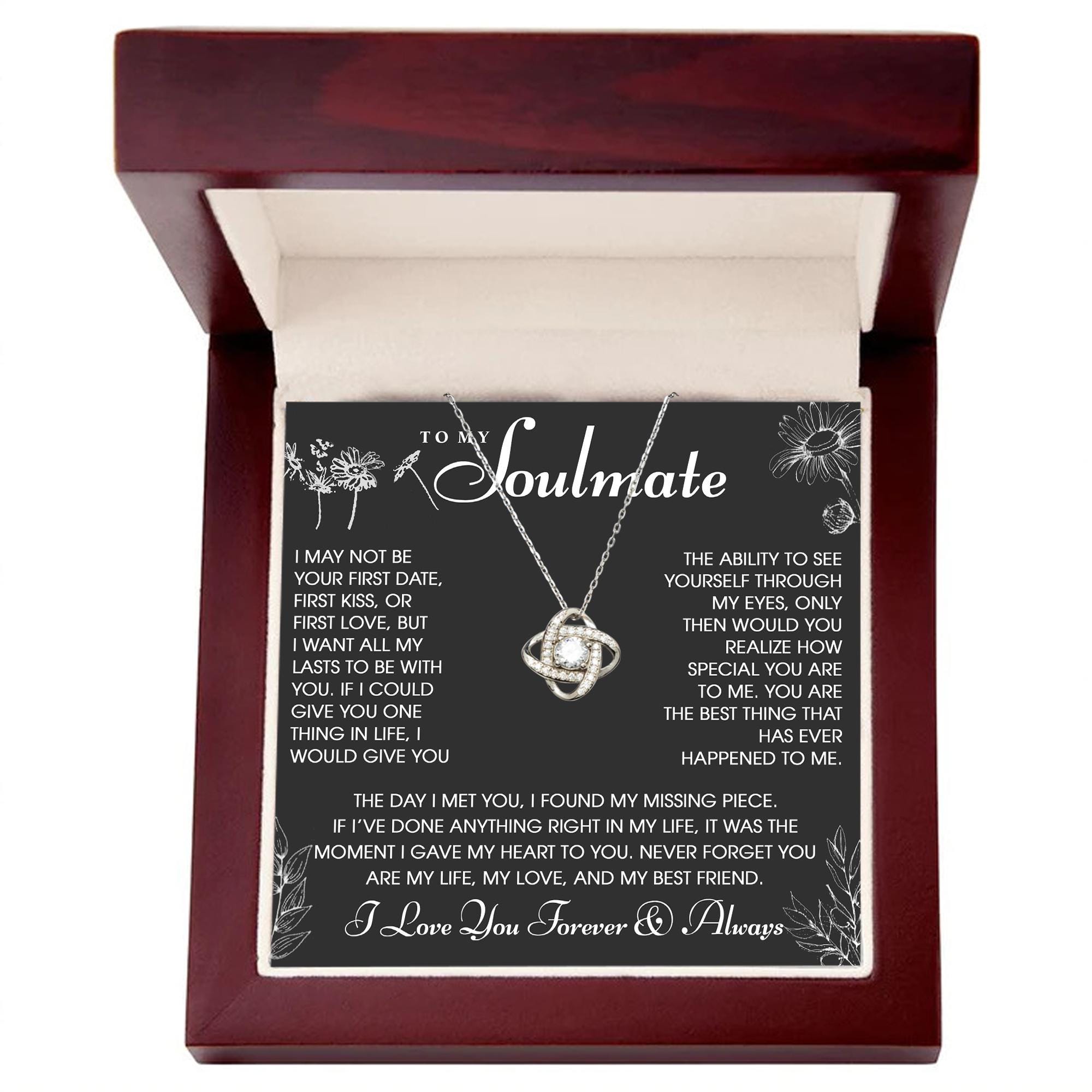 To My Soulmate Necklace Gift, Anniversary Gift For Her, Wife Girlfriend Soulmate Gift, Valentine Jewelry Gifts, Gift for Wife, Girlfriend