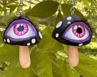 Eye Mushroom Earrings - Black