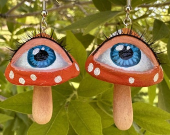 Eye Mushroom Earrings - Orange