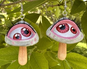 Eye Mushroom Earrings - White