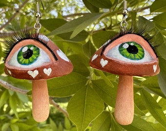 Eye Mushroom Earrings - Brown