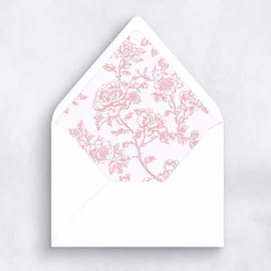Pink Toile Pattern Wedding Envelope Liner - SET OF 25, Printed Envelope Liners for Wedding Invitations