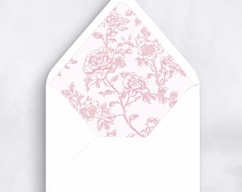 Pink Toile Pattern Wedding Envelope Liner - SET OF 25, Printed Envelope Liners for Wedding Invitations