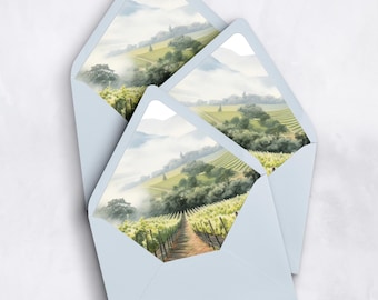 Watercolor Vineyard Wedding Envelope Liner - SET OF 25, Printed Envelope Liners for Wedding Invitations