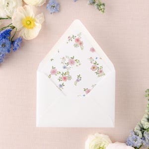 Soft Pastel Floral Wedding Envelope Liner - SET OF 25, Printed Envelope Liners for Wedding Invitations