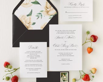 Modern Black and White Wedding Invitation Set