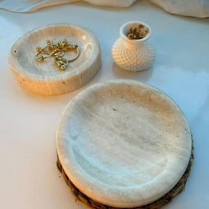Travertine Jewelry Holder | Marble Stand for Rings, Earrings, Necklace | Travertine Platform for Bedroom Jewelry & Personal Belongings