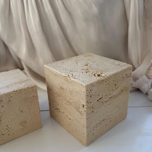 Cubo de travertino de 8 cm (3,14 pulgadas) - Cubo de travertino de 10 cm (3,93 pulgadas) Decoración de cubo de piedra caliza