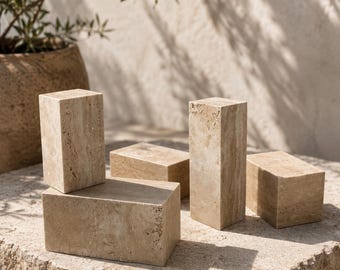 Atrezzo fotográfico de travertino / Plataforma de piedra natural para fotografía de productos / Podio de estilismo para perfumes, cosméticos y joyería / Se vende por unidad