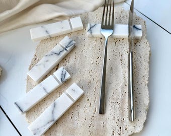 Lilac Marble Cutlery Rest Blocks with Knife Holder | Marble Dinnerware Decorative Cutlery Holder Rest ,Marble Flatware Display Rest
