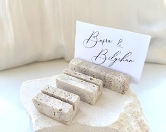 Travertine Card Holder | Limestone Menu Holder | Card Holder | Wedding Sign Holder | Wedding Block number holder | Wedding Place Card Holder