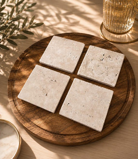 Travertine Coaster Set 4 Pieces