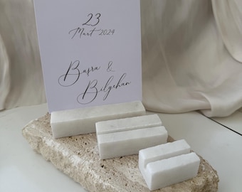 White Marble  Card Holder | Menu Holder | Card Holder | Wedding Sign Holder | Wedding Block number holder | Photo holder | Place Card Holder
