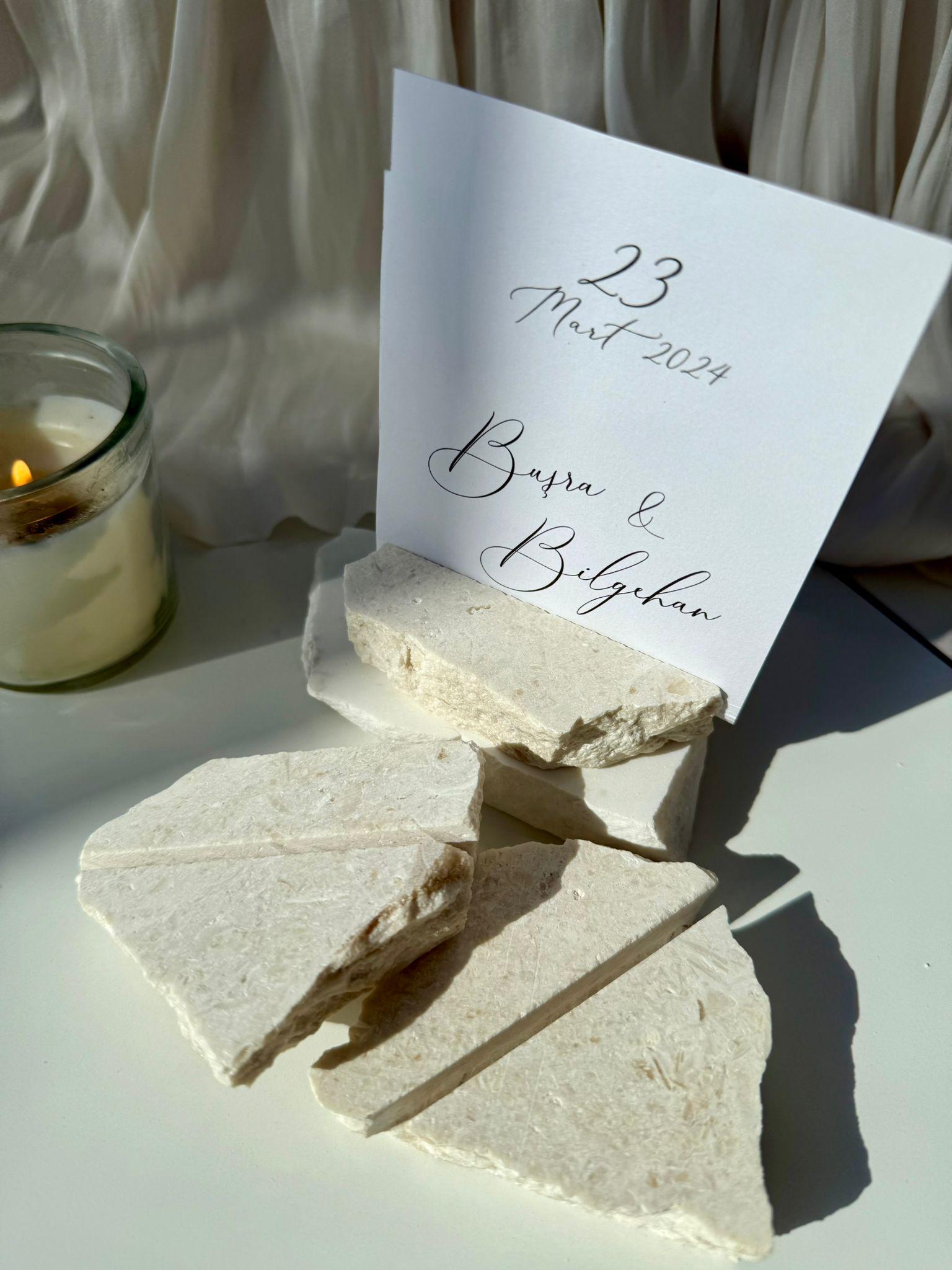 Limestone Card Holders | Large-Sized Marble Card Holders | White Stone Card & Menu Holders | Decorative Wedding Table Card Holder Pieces