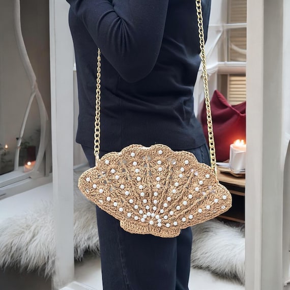 Borsa Uncinetto A Forma Di Conchiglia Borsa A Mano Con Conchiglia
