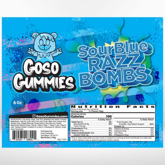 Sour Blue Raspberry Gushers 6oz Bag