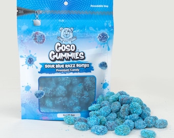 Sour Blue Razz Viral Gushers Bombs 6oz Candy - Fruit Snack