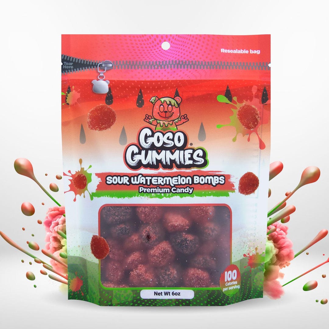 Goso Gummies Sour Watermelon Gusher Bombs 6oz - Etsy