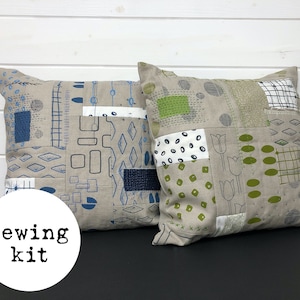 Cushion Sewing Kit - to make a pieced and embroidered linen cushion cover