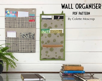 Wall Organiser, PDF sewing pattern to make hanging storage pockets