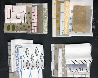 sample packs - hand screen printed fabrics on linen and cotton