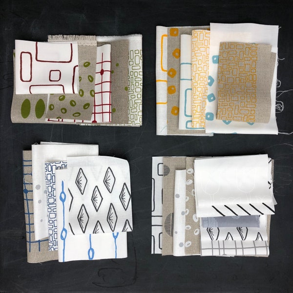 sample packs - hand screen printed fabrics on linen and cotton