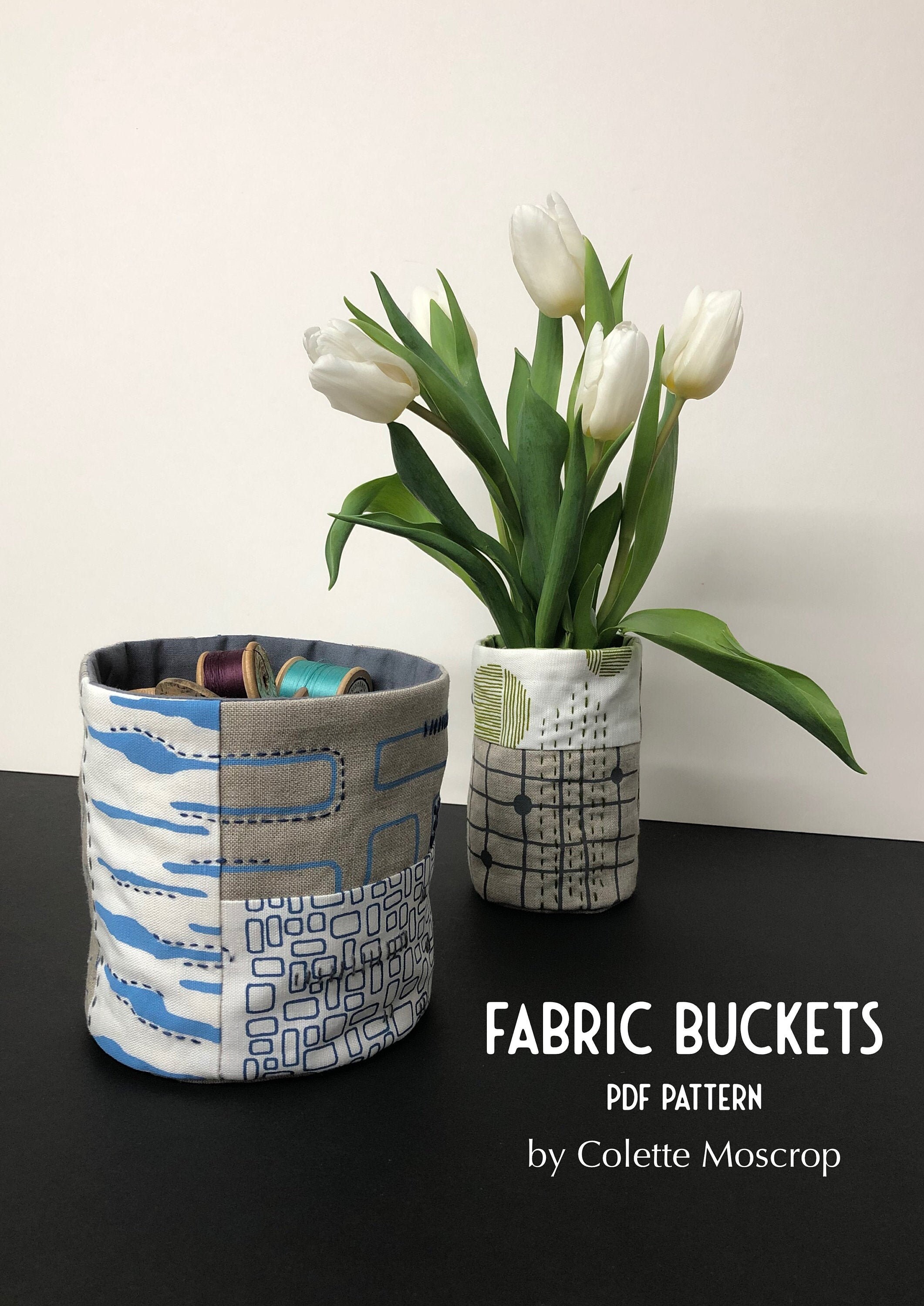 Fabric Buckets With a Circular Base, PDF Sewing Pattern to Make Fabric ...