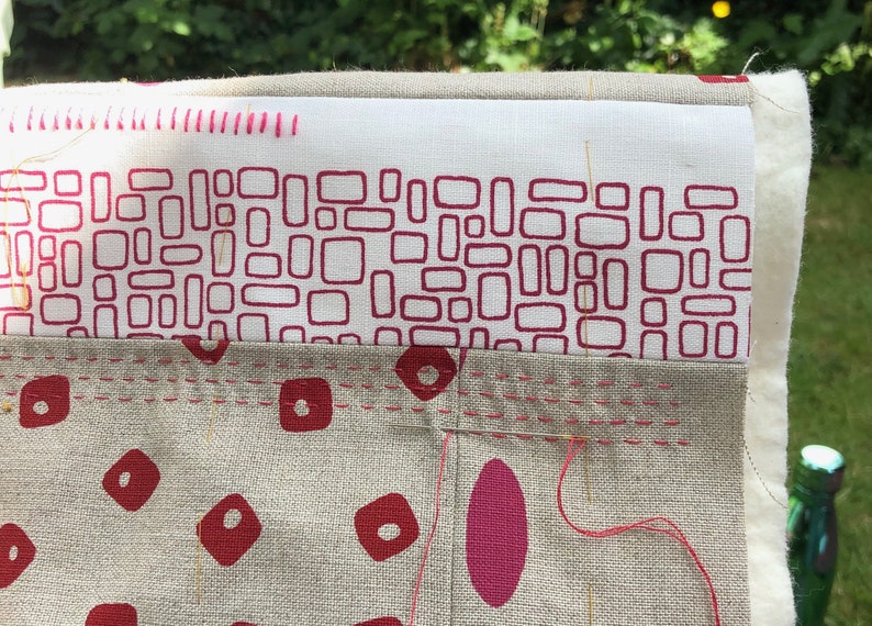 Kit de costura de bolsa de arroz japonés con telas de lino serigrafiadas a mano imagen 2