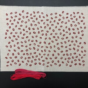 red seed, screen printed on linen and cotton fabric for quilting, embroidery and crafting image 6