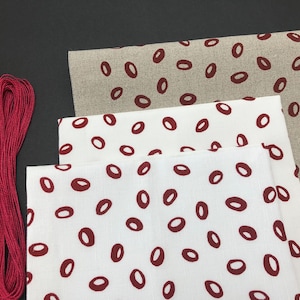 red seed, screen printed on linen and cotton fabric for quilting, embroidery and crafting image 1