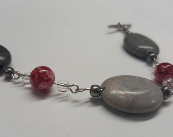 Ombre Gray and Black Jasper Bracelet