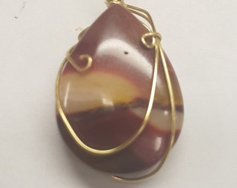 Gold Wirework Mookaite Jasper Necklace