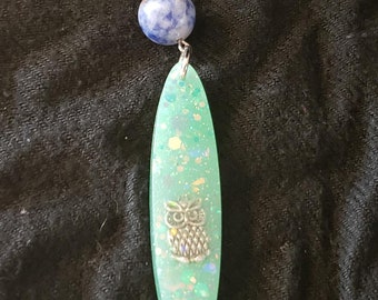 Green Owl Long Oval Jewelry Set