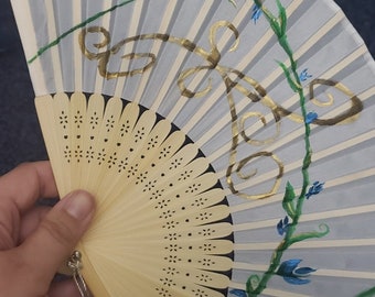 Gilded Vines Hand Painted Folding Silk Fan