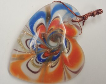 Wirework Murano Art Glass Heart Pendant