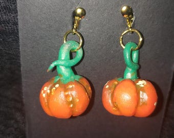 Pumpkin Clip On Earrings
