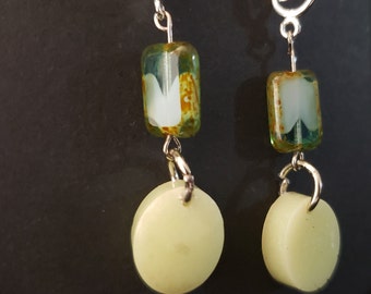 Capri Picasso Glass and Resin Dangle Earrings