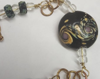 Lampwork Peacock Bead Bracelet