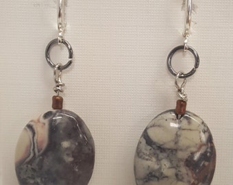 Porcelain Jasper Wire Wrapped Earrings
