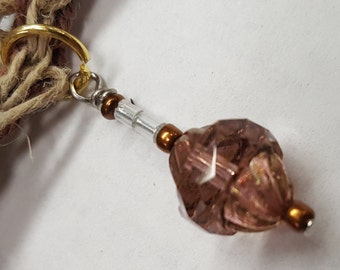 Crocheted Natural Hemp Beaded Necklace